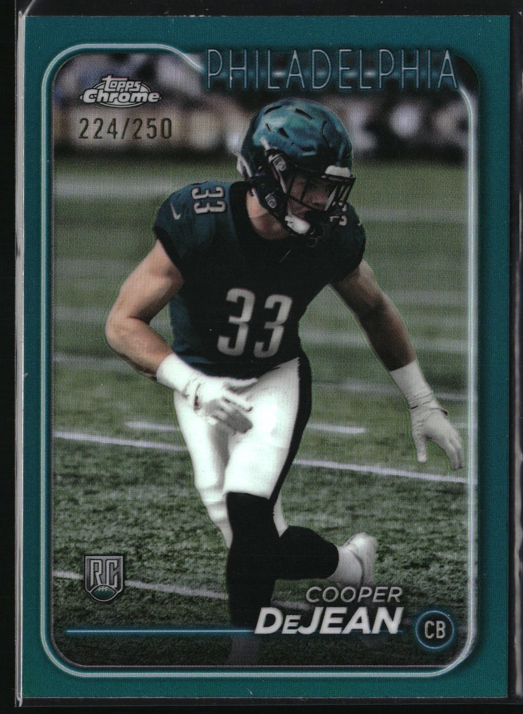 Cooper DeJean 2024 Topps Chrome Teal Refractor /250 #232 Philadelphia Eagles RC