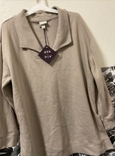 🌻 Women's Leisure Tunic Pullover Sweatshirt - Ava & Viv Taupe 1X (18) 🆕