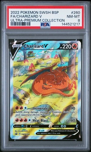 2022 POKEMON SWSH BLACK STAR PROMO #260 FULL ART/CHARIZARD V PSA 8