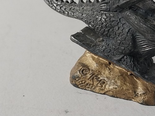 Ricker Bartlett RB signiert Drache Dinosaurier Skifahren Zinn Figur Skulptur 1980 - Bild 6 von 13