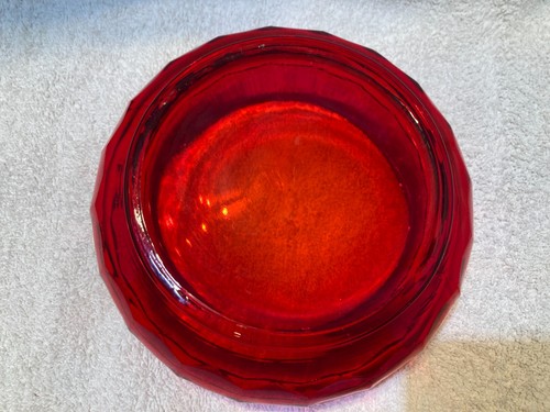 VIKING Glass Georgian Candy Dish - No Lid - Dark Red Orange - Picture 3 of 14