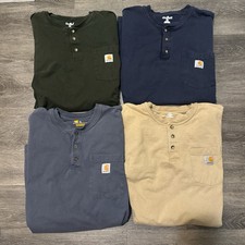 Lot Of 4 Men  s XL Tall XL Carhartt T-shirts 3 Button Henley  s Fade Workwear Nice