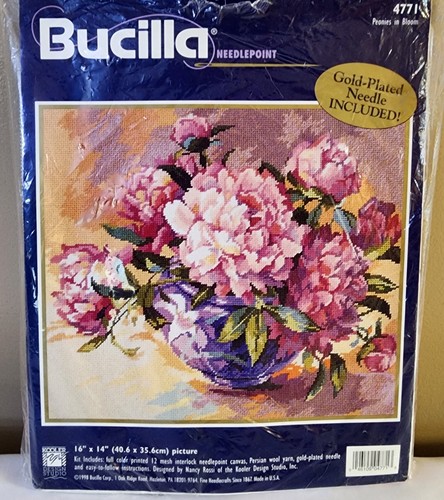 Bucilla Needlepoint Canvas & Instructions "Peonies in Bloom" 16" x 14" #4771