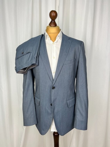 HUGO BOSS Steel-Blue Classic 2-Piece Solid Super 120`S Wool Suit 40US\50IT