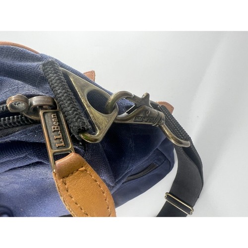 Borsa vintage LL Bean Bag blu marrone tela cerata laptop scuola 18 x 12 lavoro carriera - Foto 8 di 12