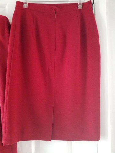 Jacques Vert Size 12 Red Skirt Suit, Straight Skirt, Longline Jacket, Wool Blend - Picture 5 of 6