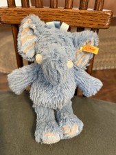 Knopf IM OHR Steiff Elephant Stuffed rare 8" Blue Really Cute Plush lovey pin