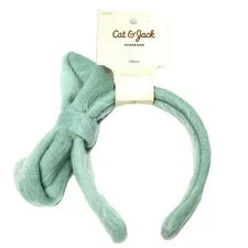 Cat & Jack Faux Fur Headband Mint Green Big Bow Hair Accessories Girls Toddler