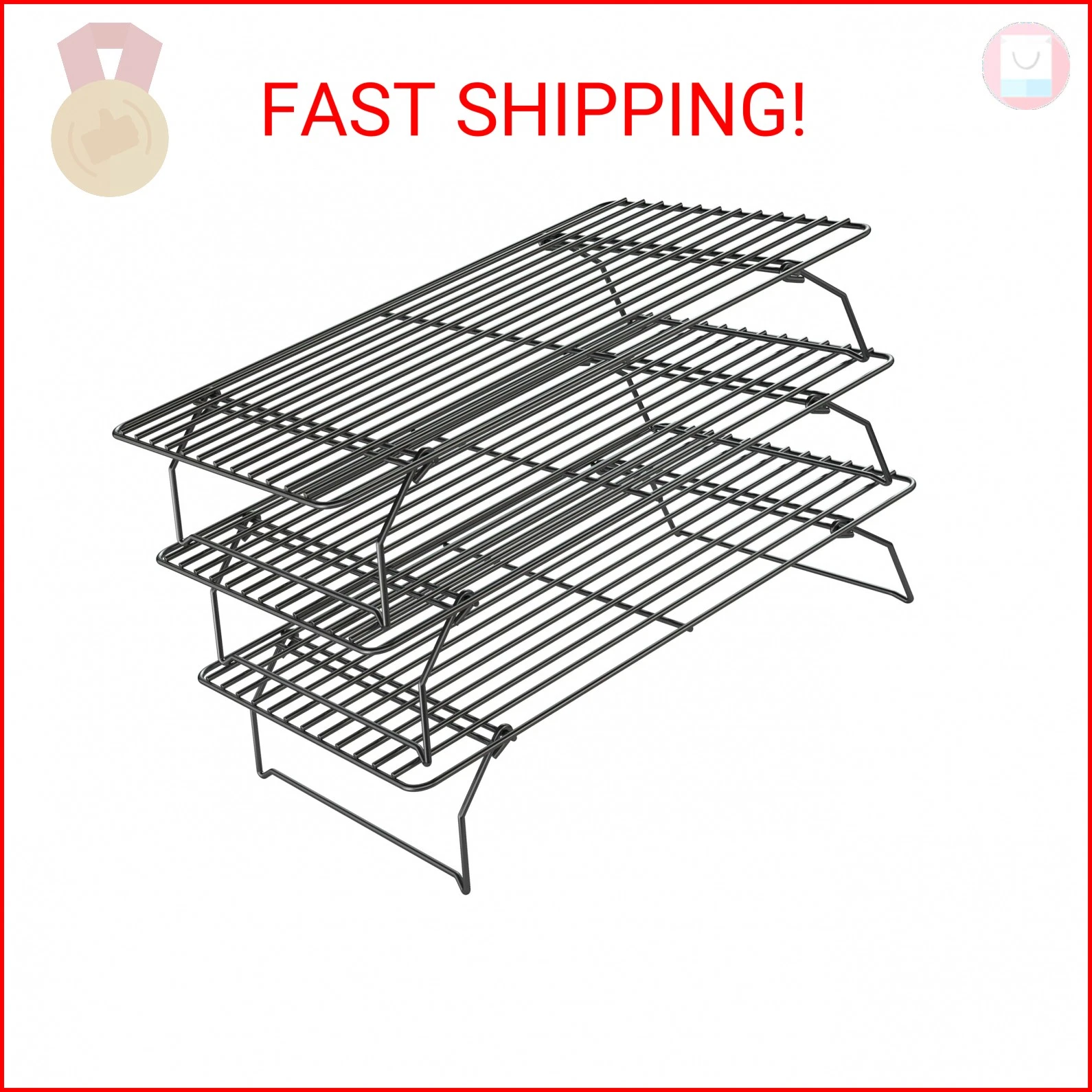3 Tier Stackable Cooling Rack for Batch Cooling Cookie, Pizza, Cake-15.8”x 10”-