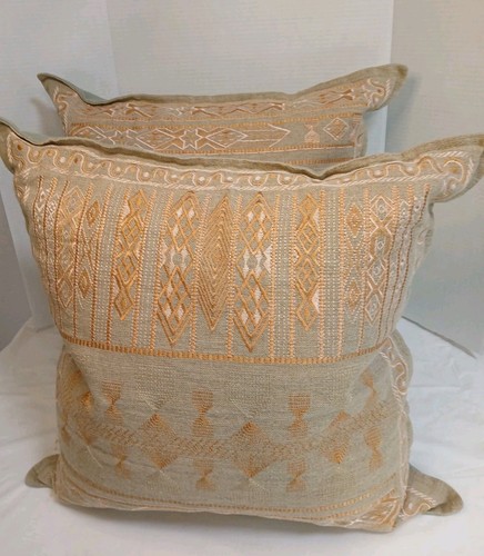 Surya Jizera Decorative Throw Pillow 22L x 22W Embroidered Beige & Gold/ Orange - Picture 13 of 22