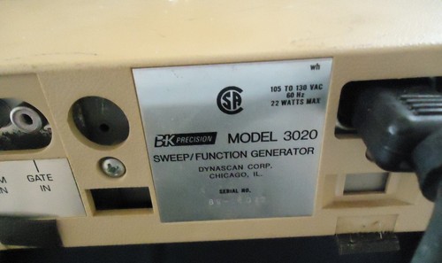 B & K Precision Dynascan Corp 3020 Sweep / Function Generator UNTESTED - Picture 8 of 8