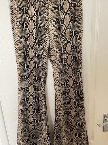 Zara Trousers Size S Snake Print Flares High Rise Flowing Pockets - Picture 5 of 9