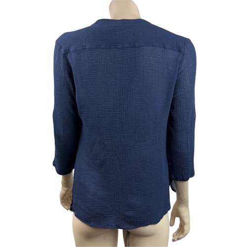 Tommy Bahama Damenbluse Small dunkelblau Popover Baumwolle Gaze - Bild 3 von 7