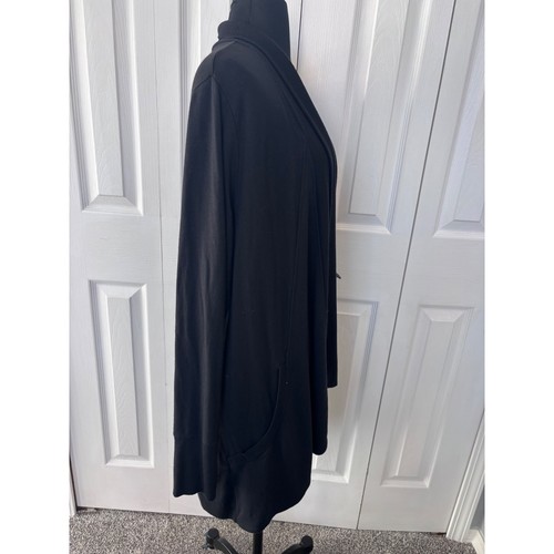 Suéter Cárdigan Athleta Negro Mezcla Modal Cortina Frontal XL - Imagen 2 de 10