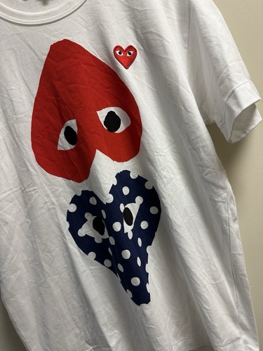 Comme Des Garcons CDG Play T-shirt Size XL Polka Dot With Upside Down Hearts Tee - Picture 3 of 4