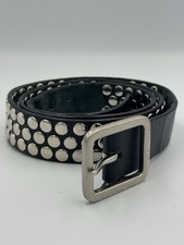 Vintage Black Leather Double Sided Studded Belt Punk Rock - Size XL x 1.25