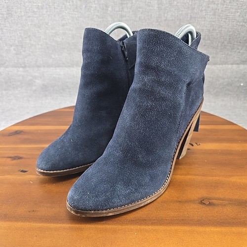 Vince Camuto Linford Women’s Blue Suede Bootie Size 8 Tassel Back 4”Heel - Picture 6 of 14