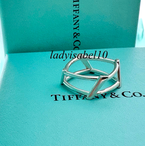 Anillo abierto Tiffany & Co Frank Gehry Torque banda cuadrada plata talla 6 con caja - auténtico - Imagen 9 de 9
