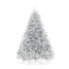 6FT Silver Spruce Realistic Artificial Holiday Christmas Tree with Metal Stand