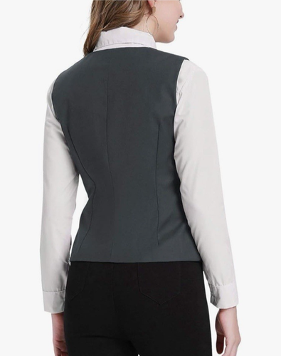 GRACE KARIN Women's V-Neck Slim Fit Bottoned Dressy Suit Vest Waistcoats -Sz Med - Picture 2 of 6