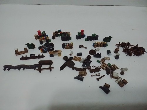 HO Scale Scenic Details Crate, Barrels, Machine Shop Machinery,Wheels Train Yard
