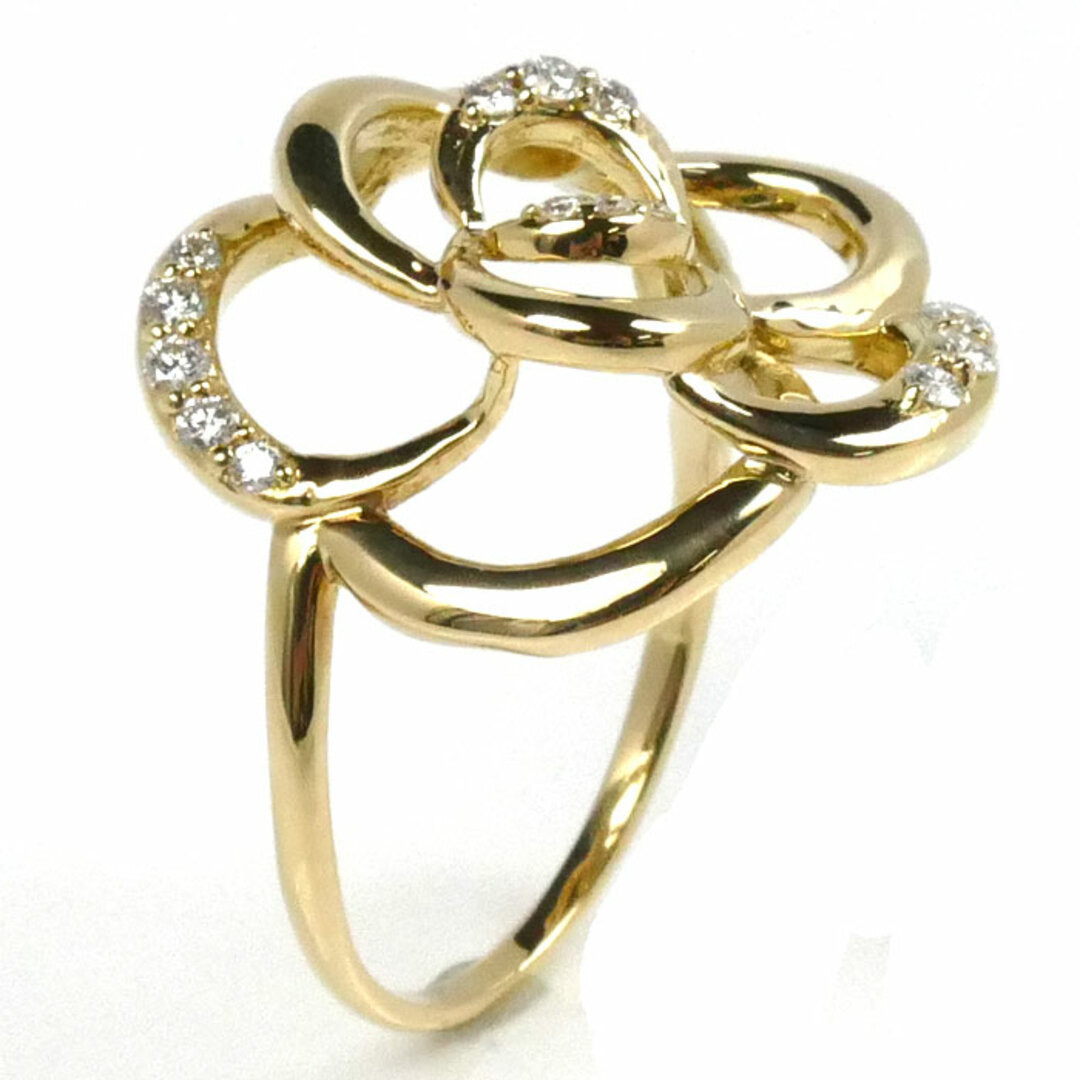 K18YG Yellow Gold Diamond Ring 0.25ct Size 12 5.3g Flower K18YG Yellow Gold Diamond Ring 0.25ct Size 12 5.3g Flower