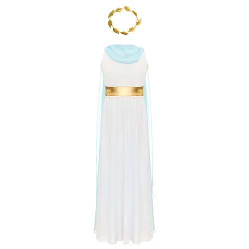 Kids Girls Toga Outfits Ancient Greek Crown Dress Dance Princess Tulle Cosplay - Picture 32 of 55