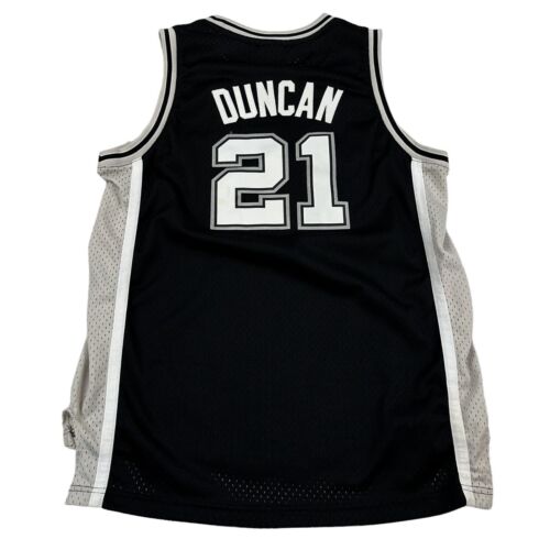 VTG Reebok NBA San Antonio Spurs Tim Duncan #21 Jersey Youth Size XL +2 Black - Picture 3 of 20