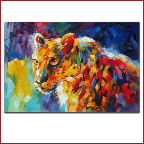 Animal Hand-painted Oil Painting Cheetah Home Decoration Mural Wall Painting - Picture 2 of 4