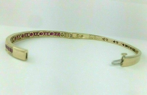 10 Ct Princess Cut Lab-Created Red Ruby Tennis bracelet 14K Yellow Gold Plated - Picture 4 of 4