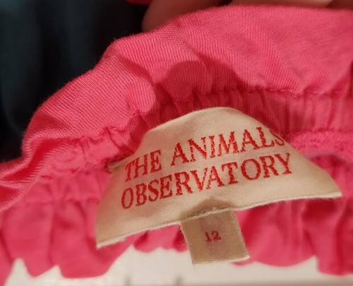 THE ANIMALS OBSERVATORY - Kittens Skirt - Pink And Green Stripes Sz 12 Great Con - Picture 6 of 7