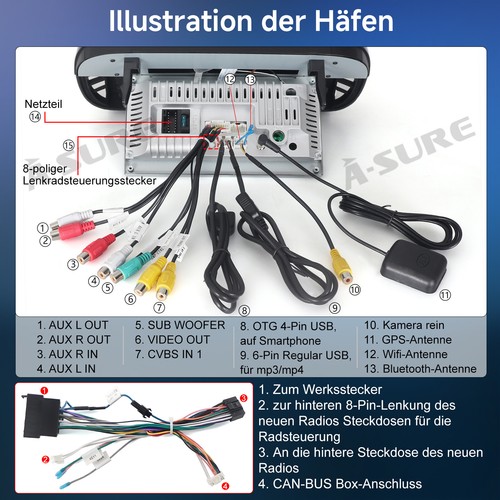 2 DIN Carplay 9'' Autoradio Android 14 WiFi Für Fiat 500 2007-2015 GPS Navi DAB+ - Bild 13 von 14