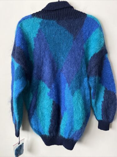 Vintage Lynn Williams Mohair Blue Hand Knitted Sweater Bright Beautiful - Picture 6 of 6