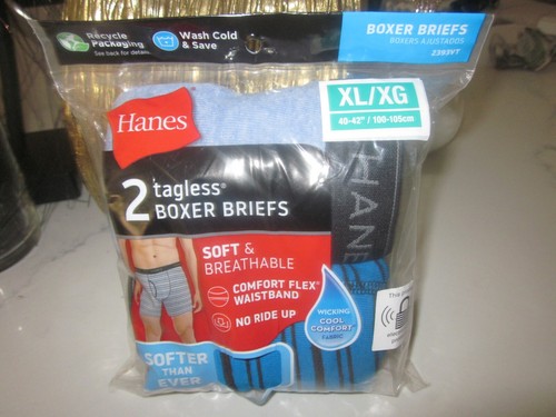 XL Herren Hanes Tagless Sport Styling Boxershorts 2ct Paket Kontrastnaht