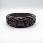 Carved Wood Elephant Bracelet Brown African Safari Boho Ethnic Bangle 8.75"