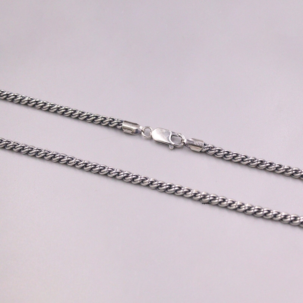 Solid 925 Sterling Silver Chain Men Special Twist Rope Necklace 33