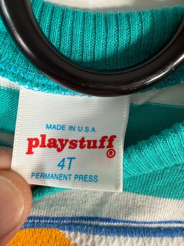 Vtg Playstuff Kids Boys Multicolor Crewneck Stripe Pullover T Shirt Sz 4T 11x14 - Picture 3 of 7