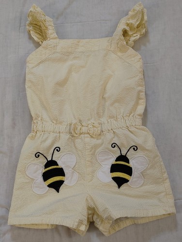 Gymboree Yellow Seersucker Bumble Bee Outfit Romper Girls 6 Busy Little Bee 2022