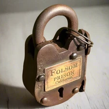 Folsom Prison California Cast Iron Working Gate Lock & Keys (2.5" x 1.5")