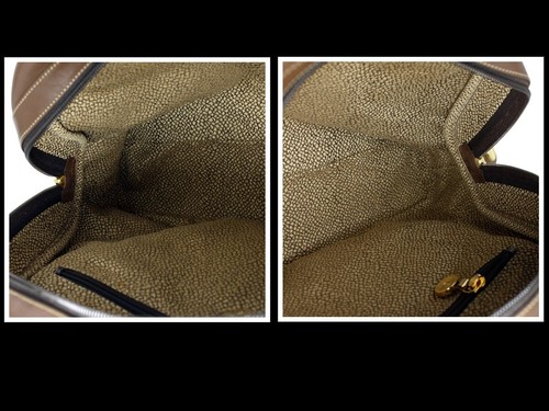 BORBONESE Redwall Wachtelmuster braun Canvas Leder Handtasche Geldbeutel Italy gut - Bild 10 von 12