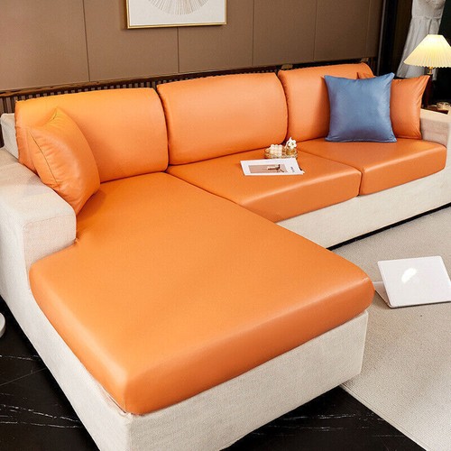 PU Leather Sofa Cushion Covers 1/2/3/4 Seater Waterproof Stretch Cover Protector - Picture 17 of 21