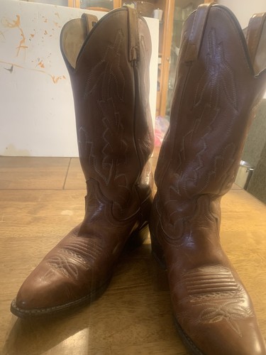Dan Post Men’s 8.5 EW Marlboro Boots Brown Cowboy Pointed Toe XWide Made In USA