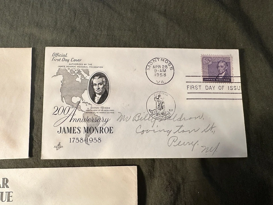 USPS Stamps First Day of Issue - James Monroe.  Set of 3 postcards - Image 4 of 4