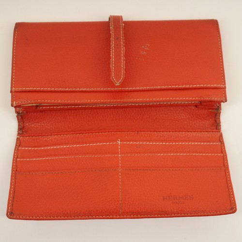 Hermes Bifold Leather Dogon Red Wallet - Free Shipping USA - Picture 6 of 18