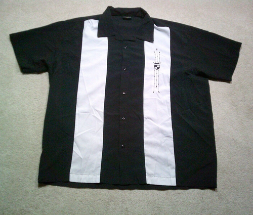 Steady Classics Button Up Bowling Shirt Mens 2XL XXL Black