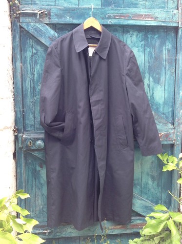 Size Unique Mens Vintage Xl Liner Mac Vgc Black With London Raincoat Fog Blue 55acPq