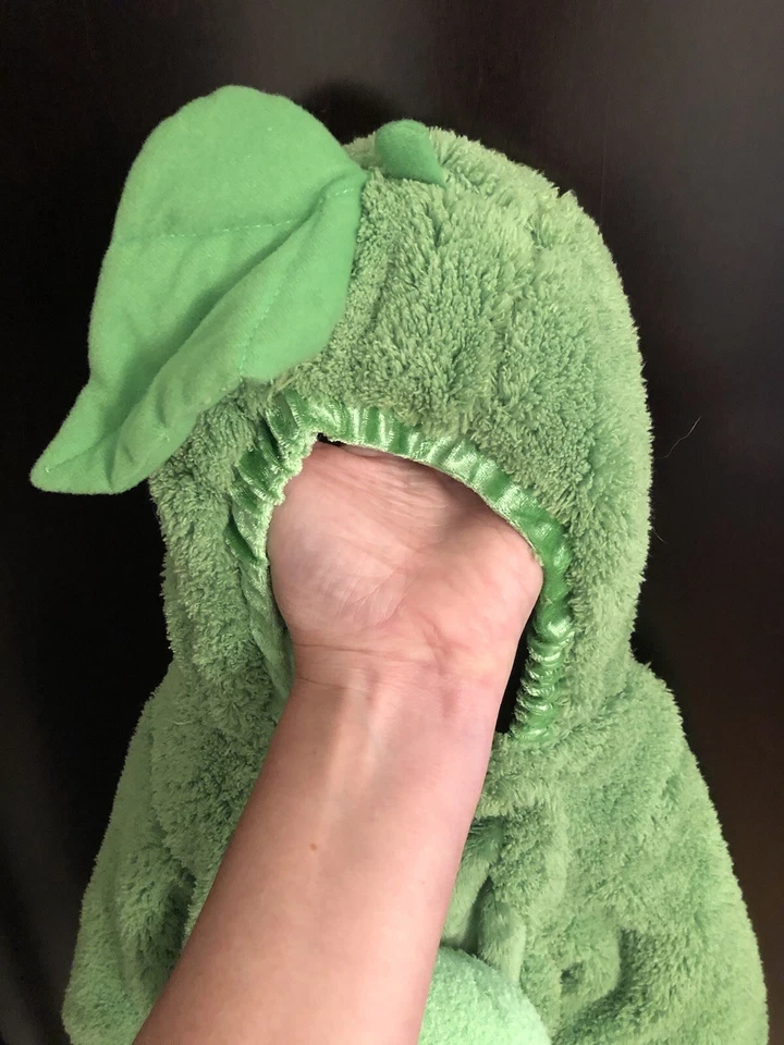 Bebé Bunting Saco Talla 0-9 Mo Verde Guisante Pod Halloween Disfraz Con Capucha Usado en Excelente Condición ¡Lindo! Foto 3 de 4