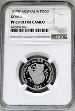 1990 P PLATINUM AUSTRALIA $50 KOALA 1/2 OZ COIN NGC PROOF 69 ULTRA CAMEO 2036.30 per troy oz