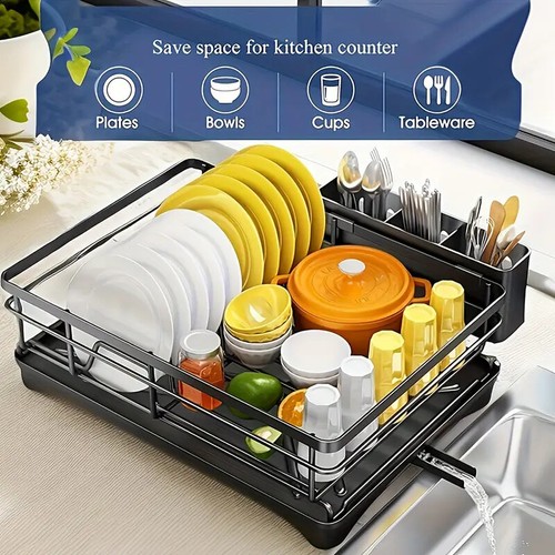 Large Capacity Dish Drainer Carbon Steel Dish Drying Rack Drainboard Dish Rack A - Picture 10 of 11