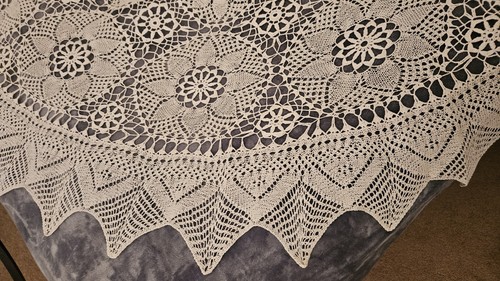 66" Lace Tablecloth White, Beautiful - Picture 3 of 7